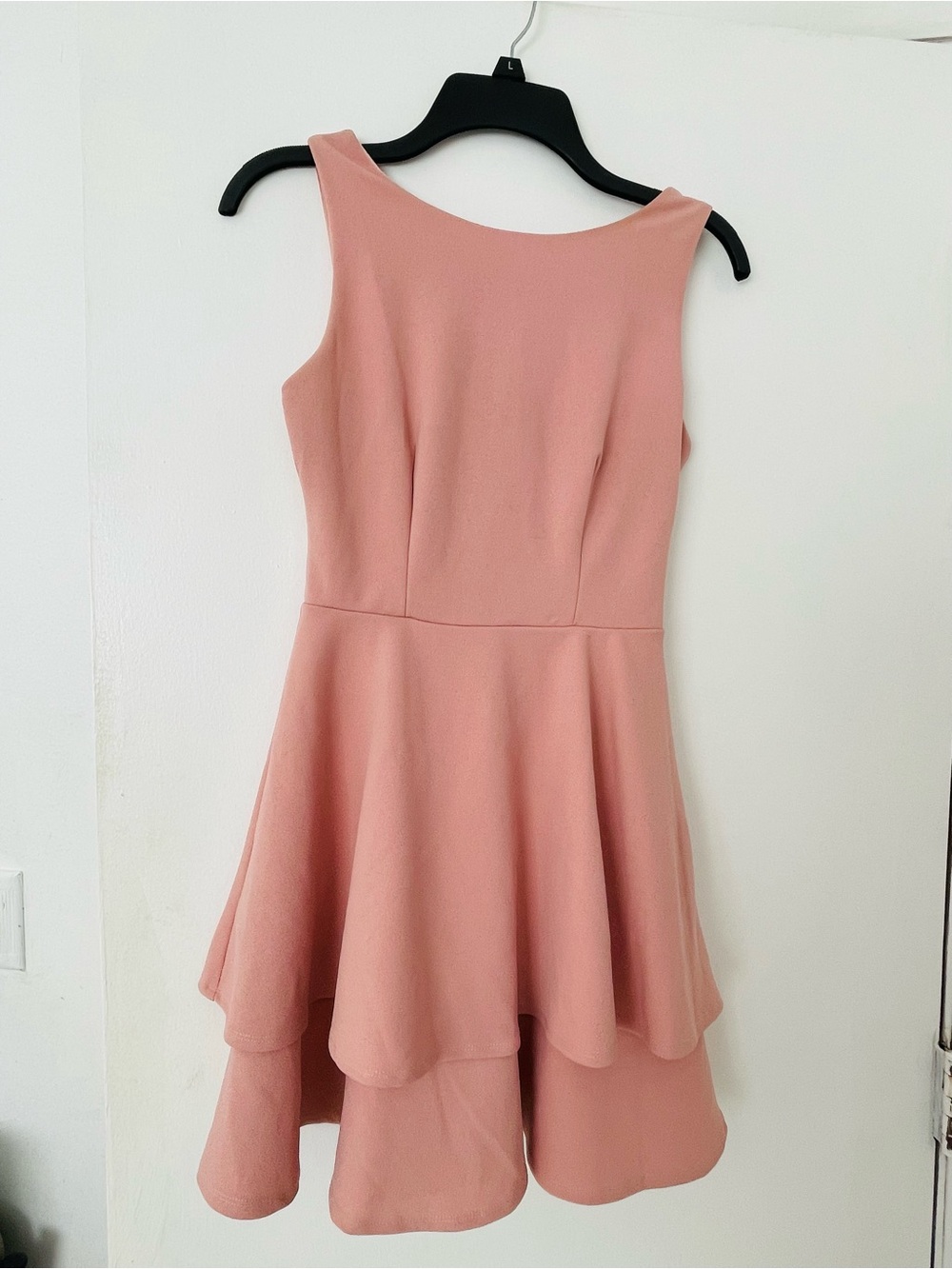 B Darlin Pink Sleeveless Fit-and-Flare Layered Dress